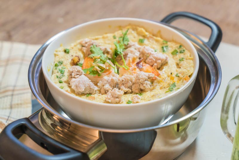 Steamed Egg with Minced Pork Stock Photo - Image of view, pork: 94651168