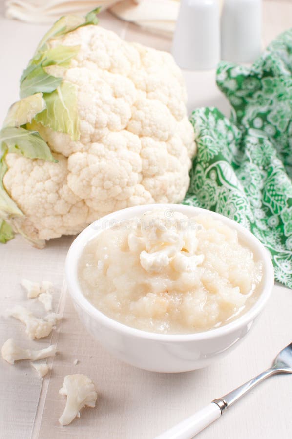 Steamed and pureed cauliflower