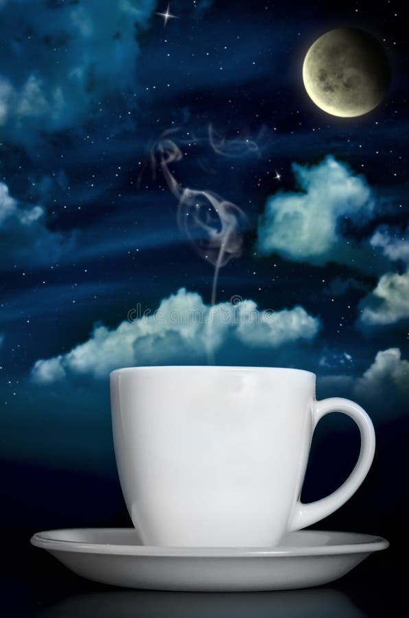 Steaming Coffee Under Moonlight