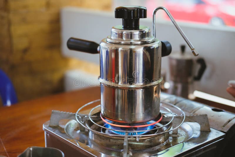 Steaming & Frothing Milk Pot for Coffee Maker Stock Image Image of