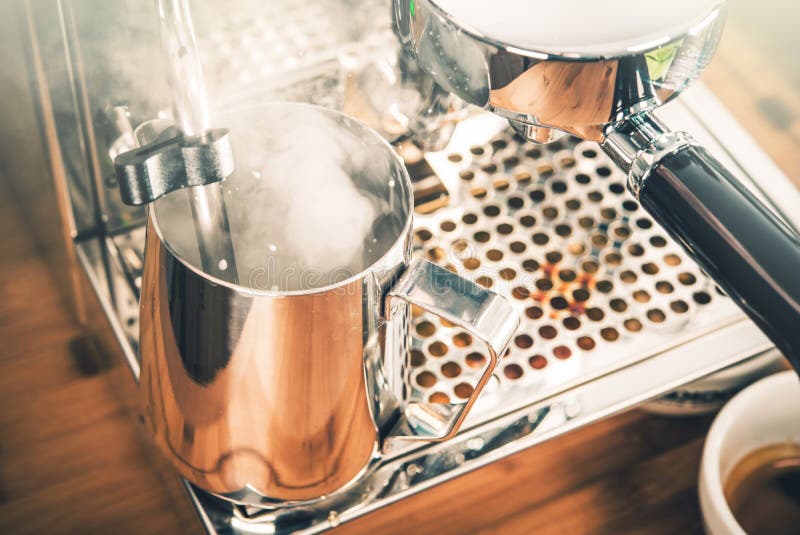 Steaming Milk for Cappuccino Stock Photo Image of latte, barista