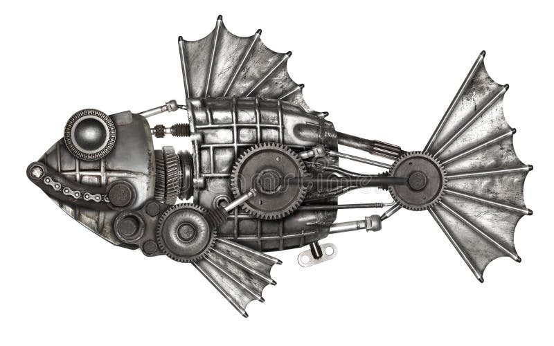 Steampunk-Artfische Mechanische Tierfotozusammenstellung
