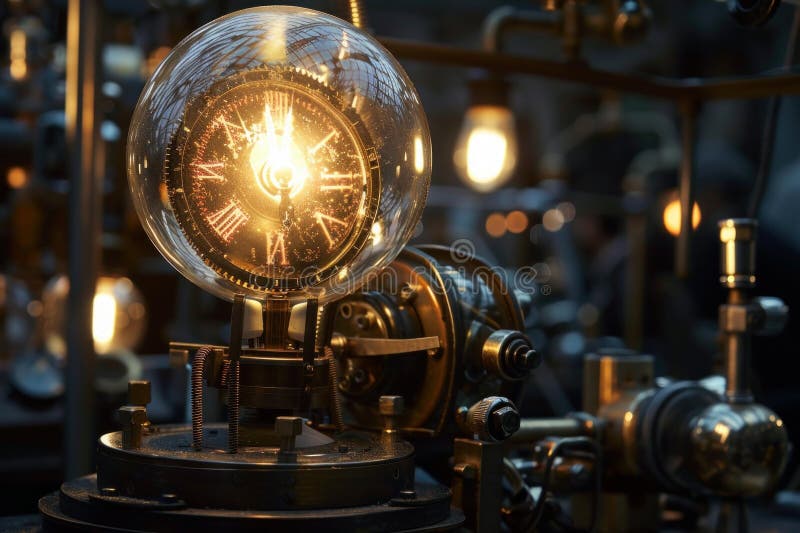 Steampunk clock mechanism showing time passing through gears and cogs royalty free stock photos