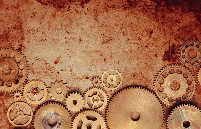 Steampunk gears background stock images