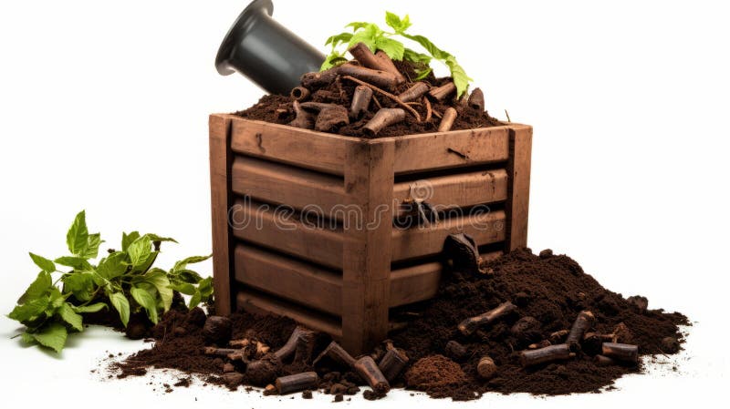 Steampunk-inspired Tumbling Compost Bin With Naturecore Influences royalty free illustration