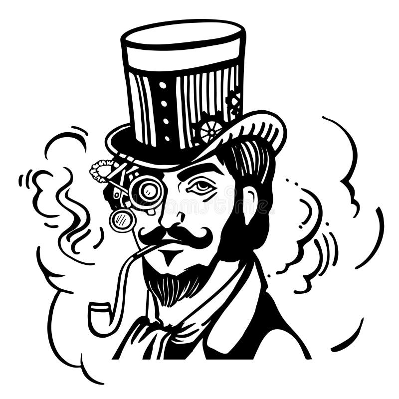 Steampunk man in top hat and glasses