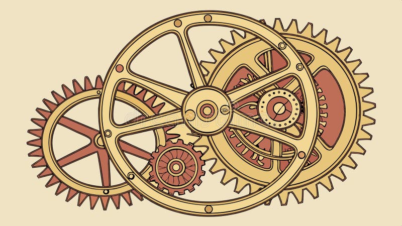 Steampunk mécanisme de transmission de design industriel élément de conception vectorielle conception Génération AI illustration de vecteur