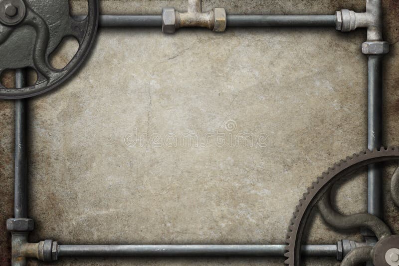 Steampunk Pipes and Cogs Frame Background stock images Steampunk Pipes and Cogs Frame Background stock images