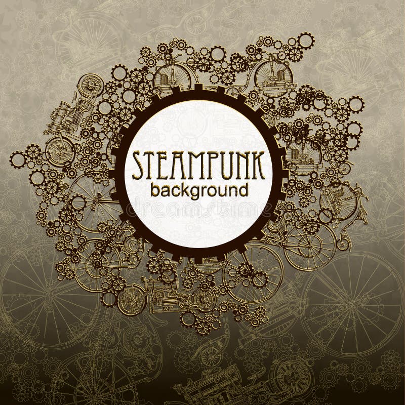 Steampunk Style. Template Steampunk Design For Card. Stock Illustration