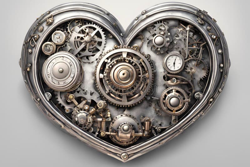 Heart of steampunk, mechanical human love heart isolated. royalty free illustration