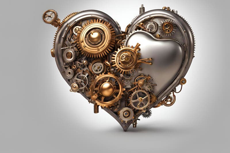 Heart of steampunk, mechanical human love heart isolated. royalty free illustration