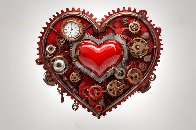 Heart of steampunk, mechanical human love heart isolated. vector illustration