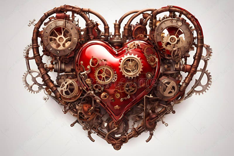 Heart of steampunk, mechanical human love heart isolated. royalty free illustration