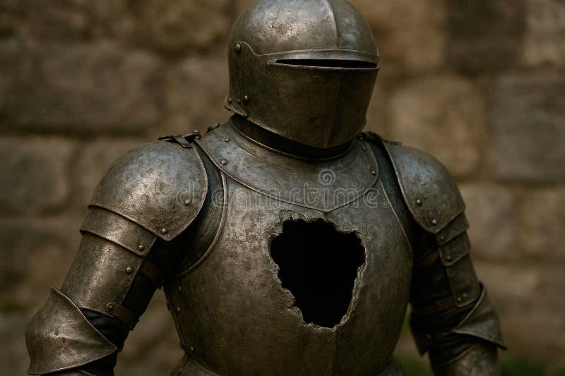 Steel armor with a hole. stock image