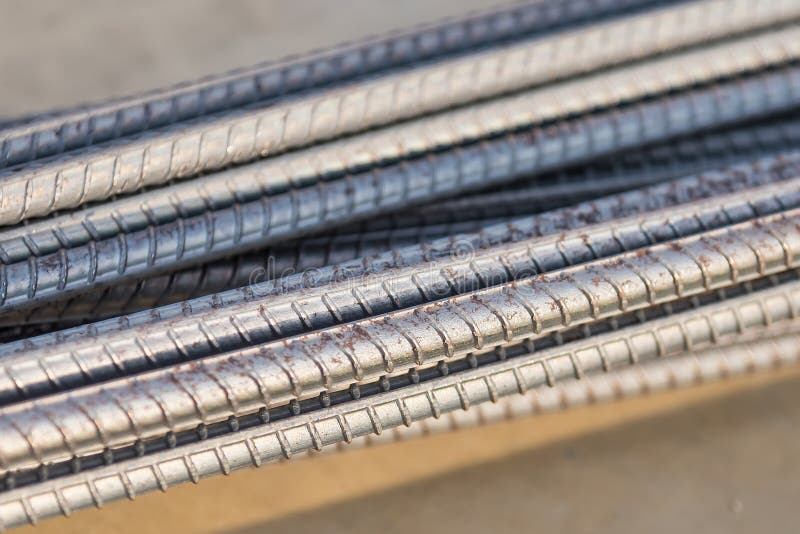 Steel Bar Rebar Reinforcement for Concrete at Construction Site Stock