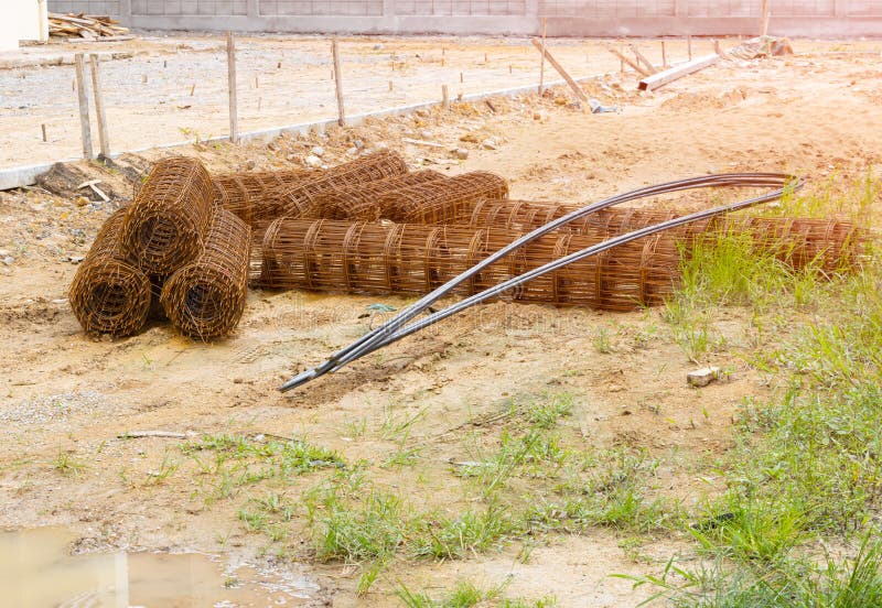 Steel Bar Roll on Floor in Construction Site Stock Image Image of