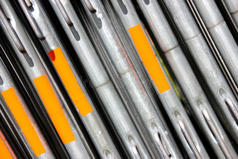 Steel and metal Barriers, tubes and other building and construction materials. Load structural stock images, royalty-free photos and pictures