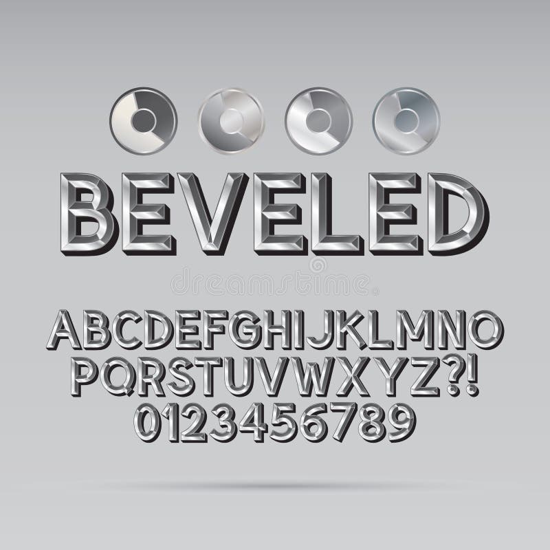 Steel Beveled Outline Font and Digit