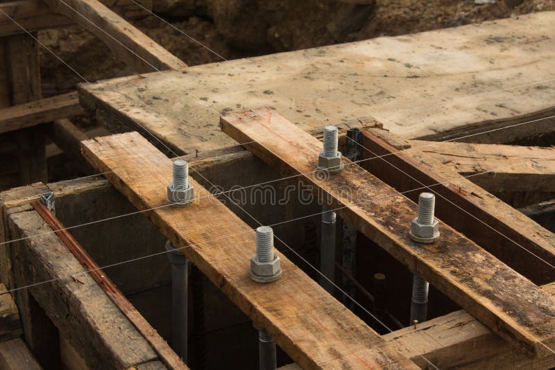 Column with Bolt To Fix Steel Column Stock Image Image of column