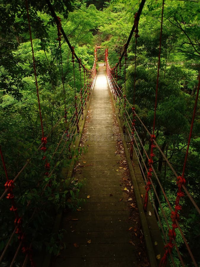 Steel bridge in the mountains in Japan