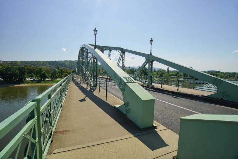 The steel bridge over river Danube between Esztergom and Sturovo towns