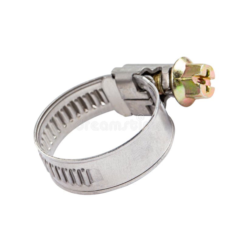 Metal Hose Clamp for Flexible Hose Isolated on White Stock Image