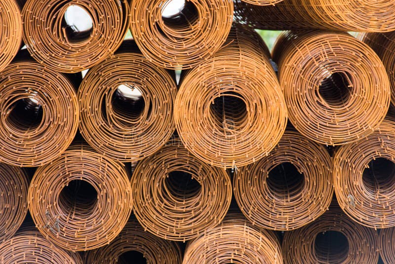 Steel coil rust For the structure in the construction work stock images