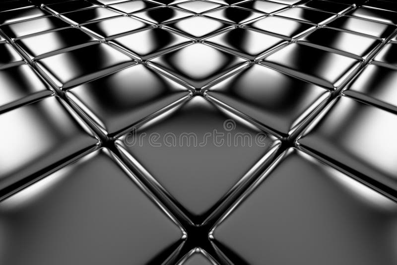 Steel cubes flooring diagonal perspective view