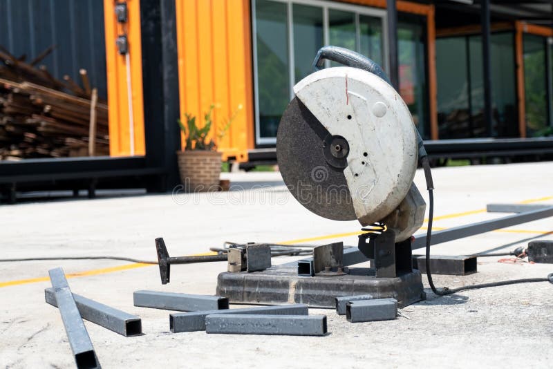 Steel Cutters are Cutting Steel Bars for Use in Construction Stock