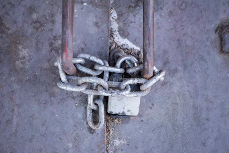 Steel Door with Lock and Chain. Stock Image Image of lock, metal