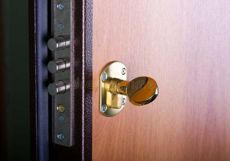Steel door with lock stock image