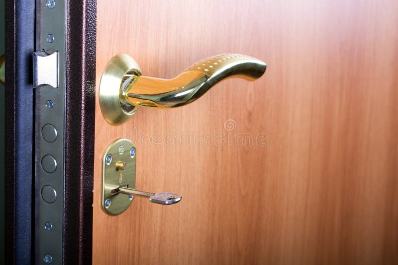 Steel door with lock stock photos