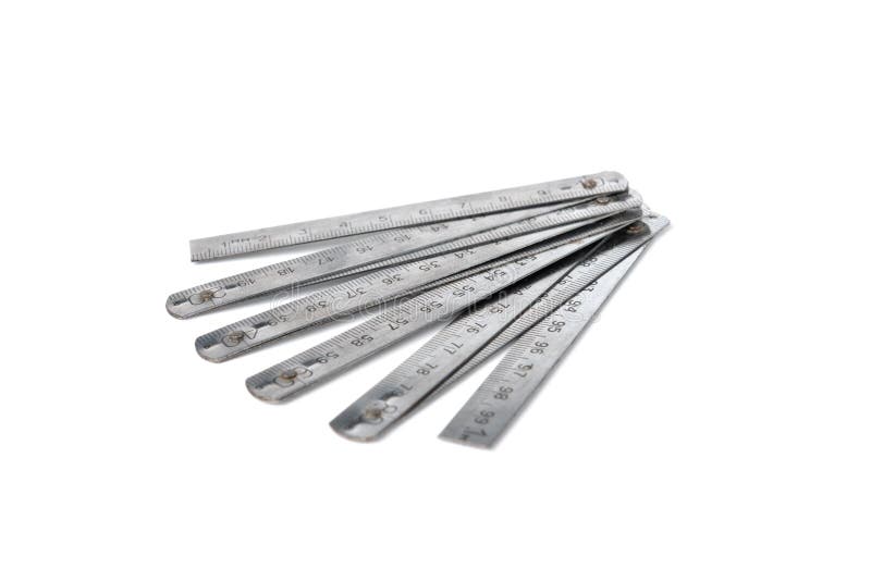 Steel Folding Ruler Isolated on White. Stock Photo Image of