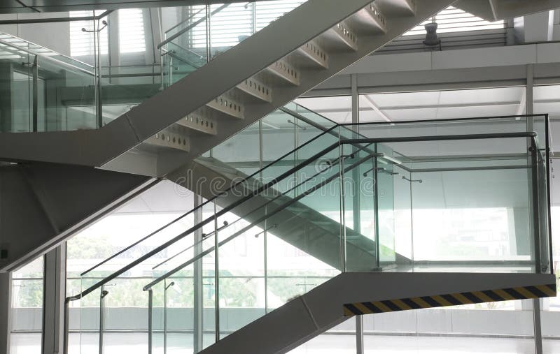 Steel and glass staircase royalty free stock photo