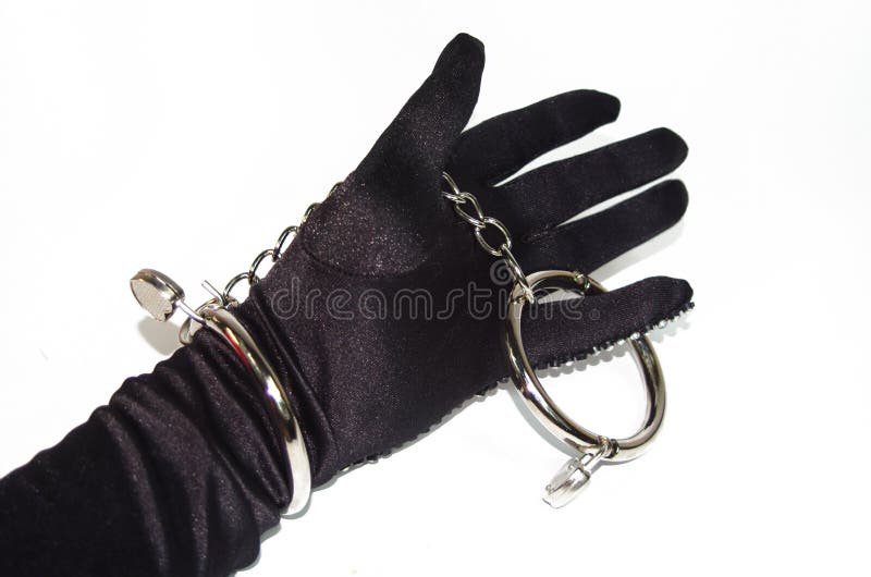 Steel Handcuff on Black Fetish Glove Stock Image Image of objects