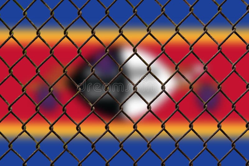 A steel mesh against the background of the flag Eswatini. vector illustration