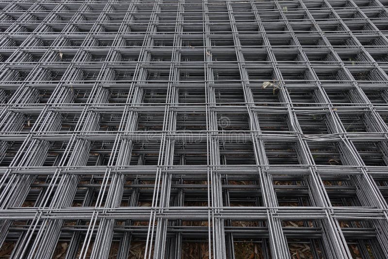 Steel Wire Concrete Reinforcement Mesh Used in Construction Stock Photo