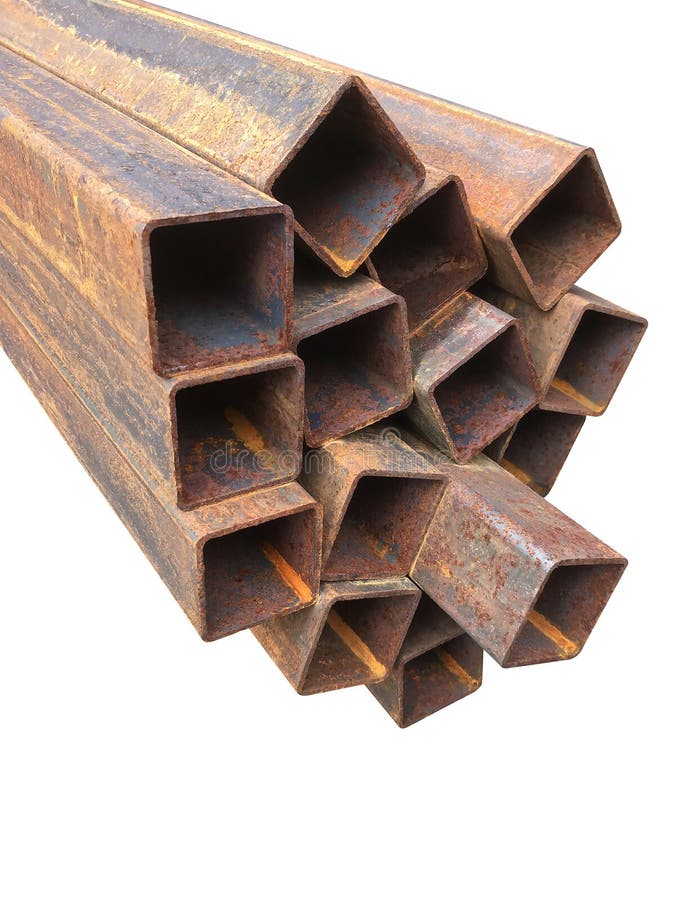 Steel metal profile profile pipe for building closeup stock images