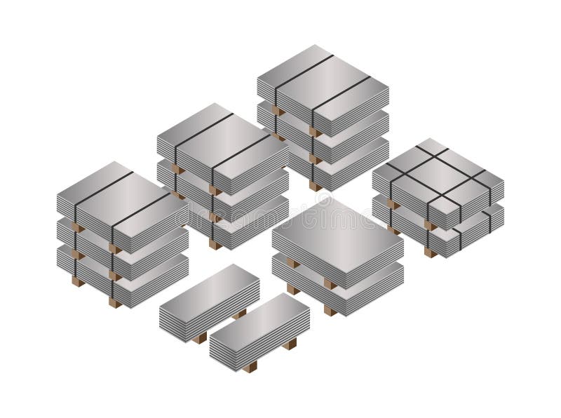 Steel sheet package in warehouse stock royalty free illustration