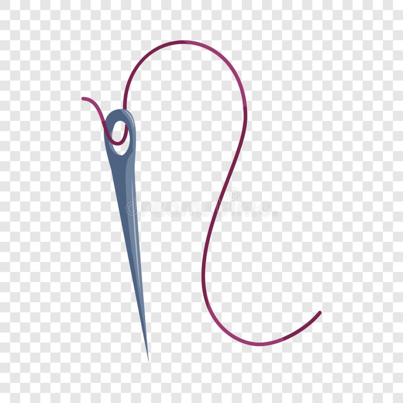 Steel needle with purple thread icon cartoon style stock illustration