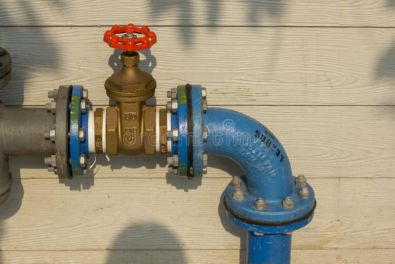 Steel pipe and brass valve stock image. Image of house 122620855