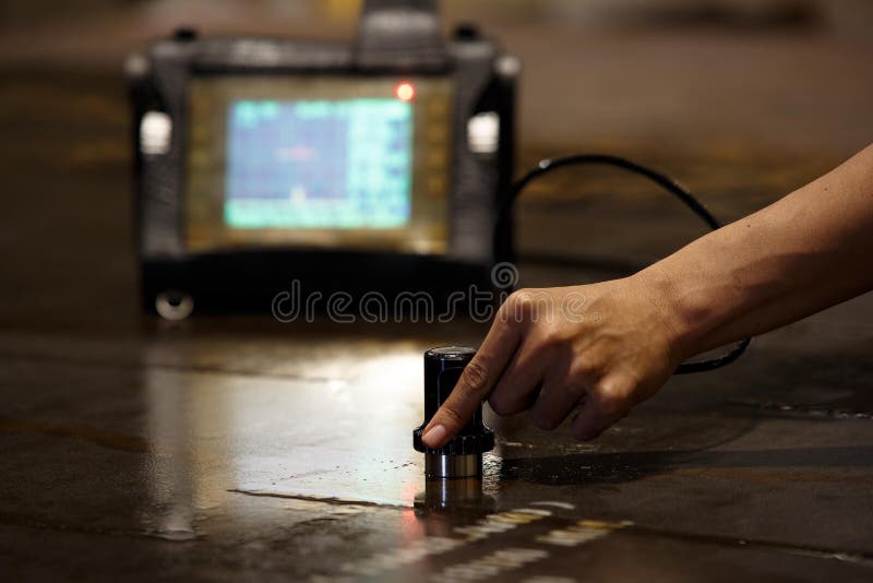 Steel Plate Inspection by Ultrasonic Stock Image Image of block