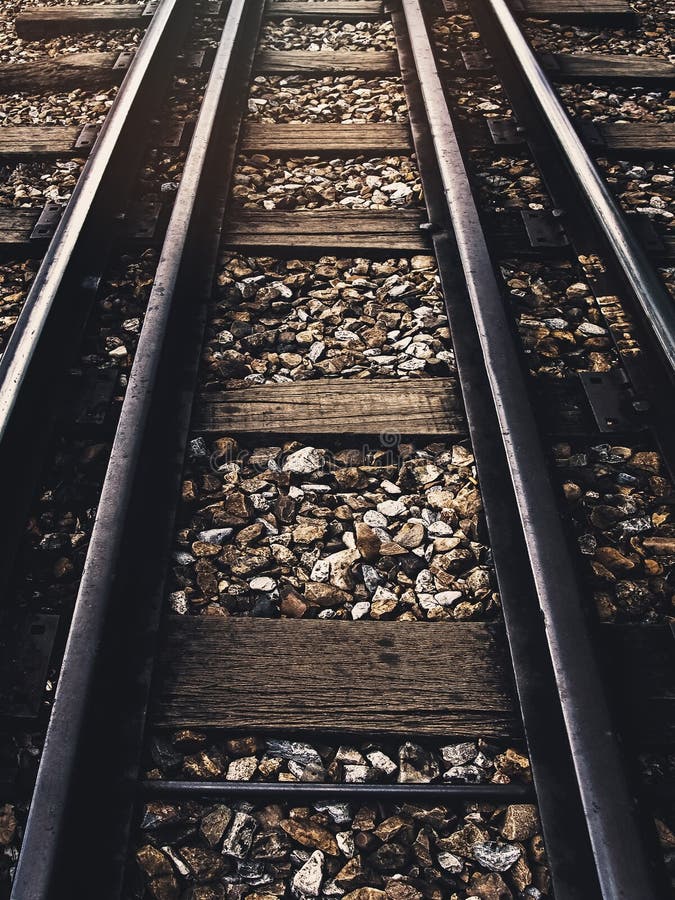 Steel railroad tracks stock photo. Image of track, path 130590546