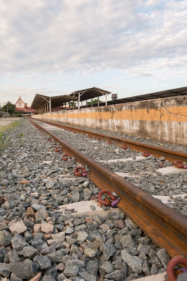 Steel railway tracks stock image. Image of metal, line 64143163