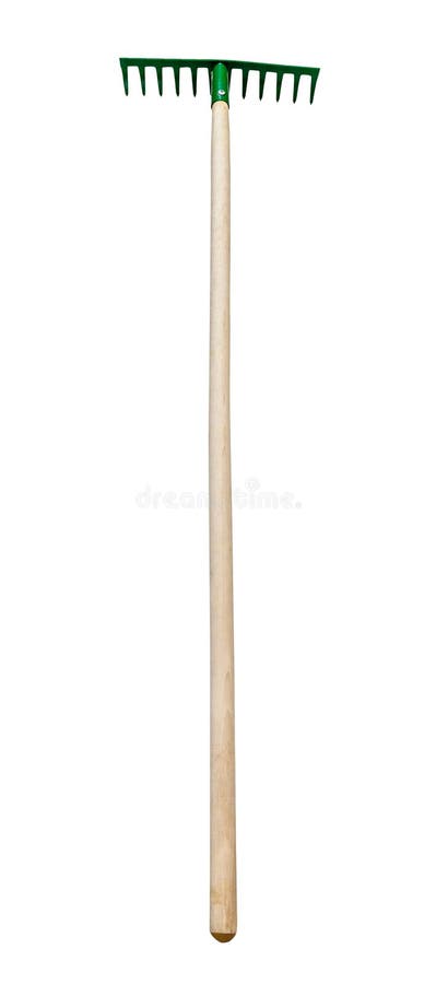 Steel Rake with Tines Downwards with Wooden Handle Stock Image - Image ...