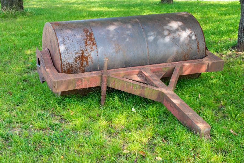 Steel Roller for the Equation of the Soccer Field Stock Photo Image