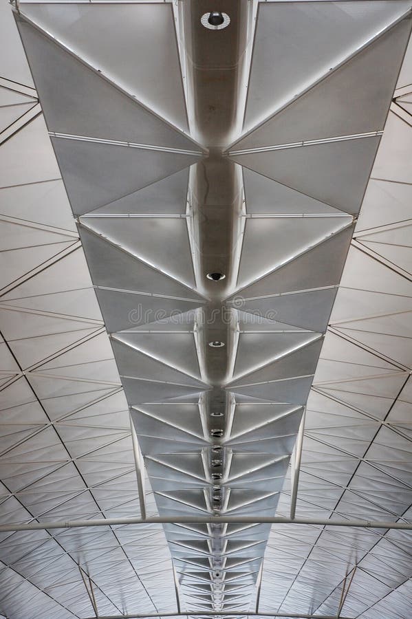 Steel roof structure in the hongkong airport, hongkong, China