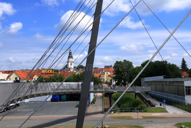 Steel Ropes of Cablestayed Footbridge in Frankenberg, Saxony, Germany