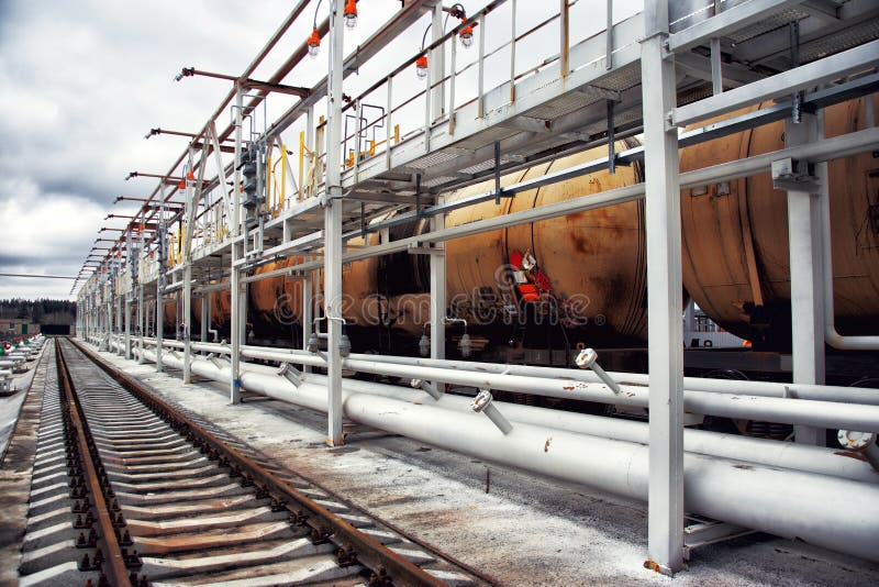 Steel structure at the railroad at the tank farm