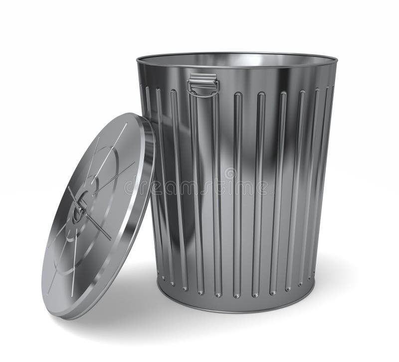 Steel Trash Can Lid Off stock illustration. Illustration of white